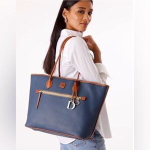 Dooney & Bourke Pebble Leather Large Tote Jeans Color